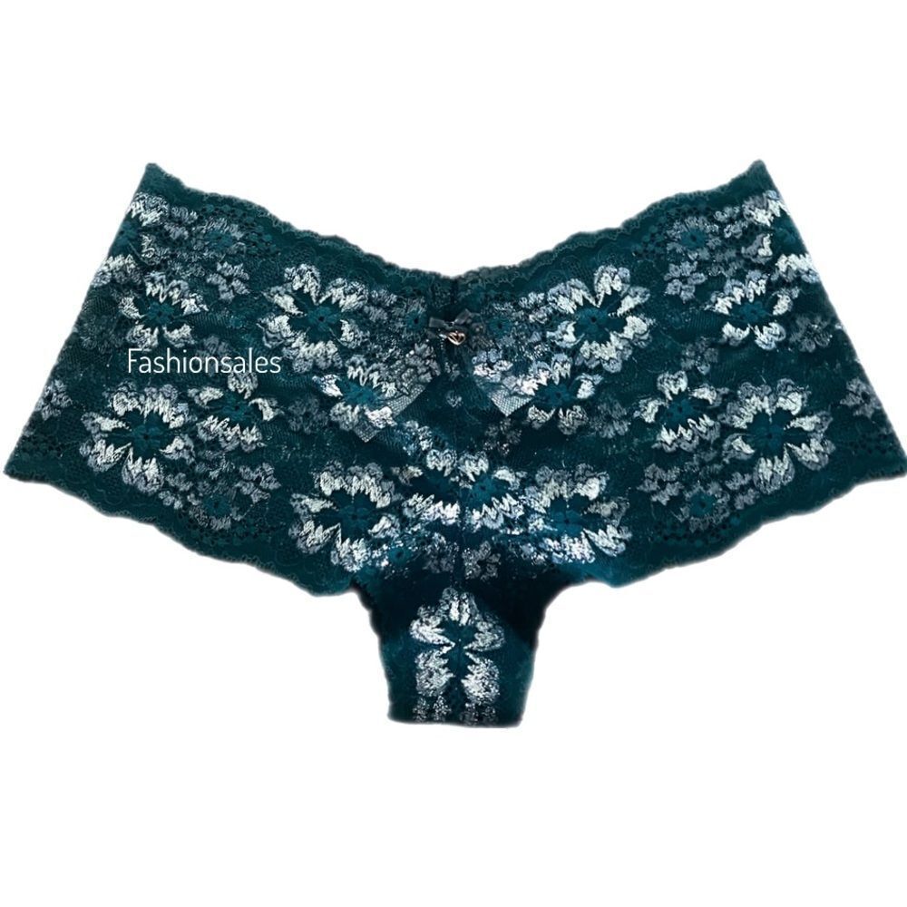 Victoria’s Secret Body metallic lace Shortie panty green/ silver Medium